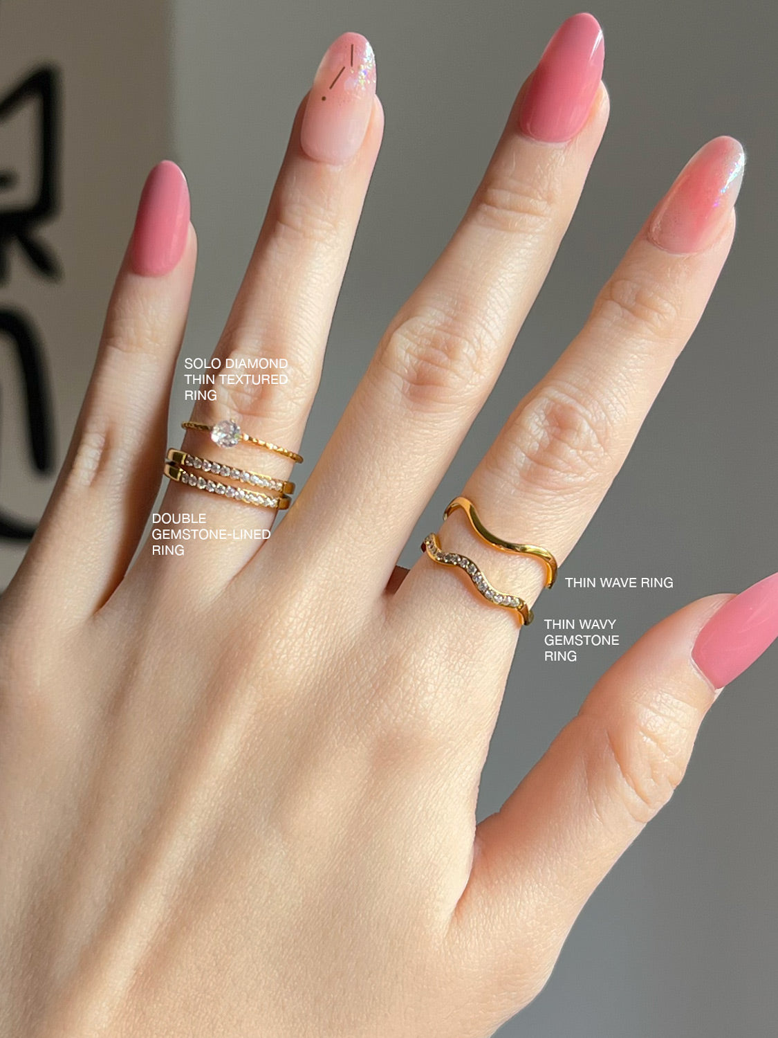 Thin Wave Ring, Stainless Steel - Gold