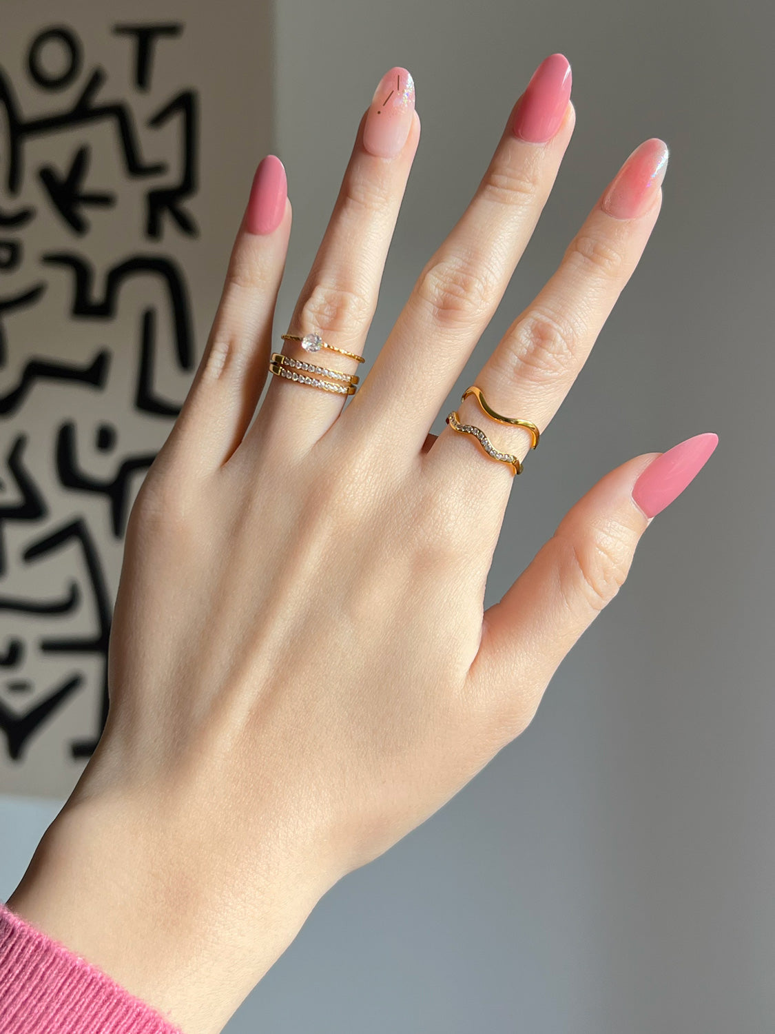 Thin Wave Ring, Stainless Steel - Gold
