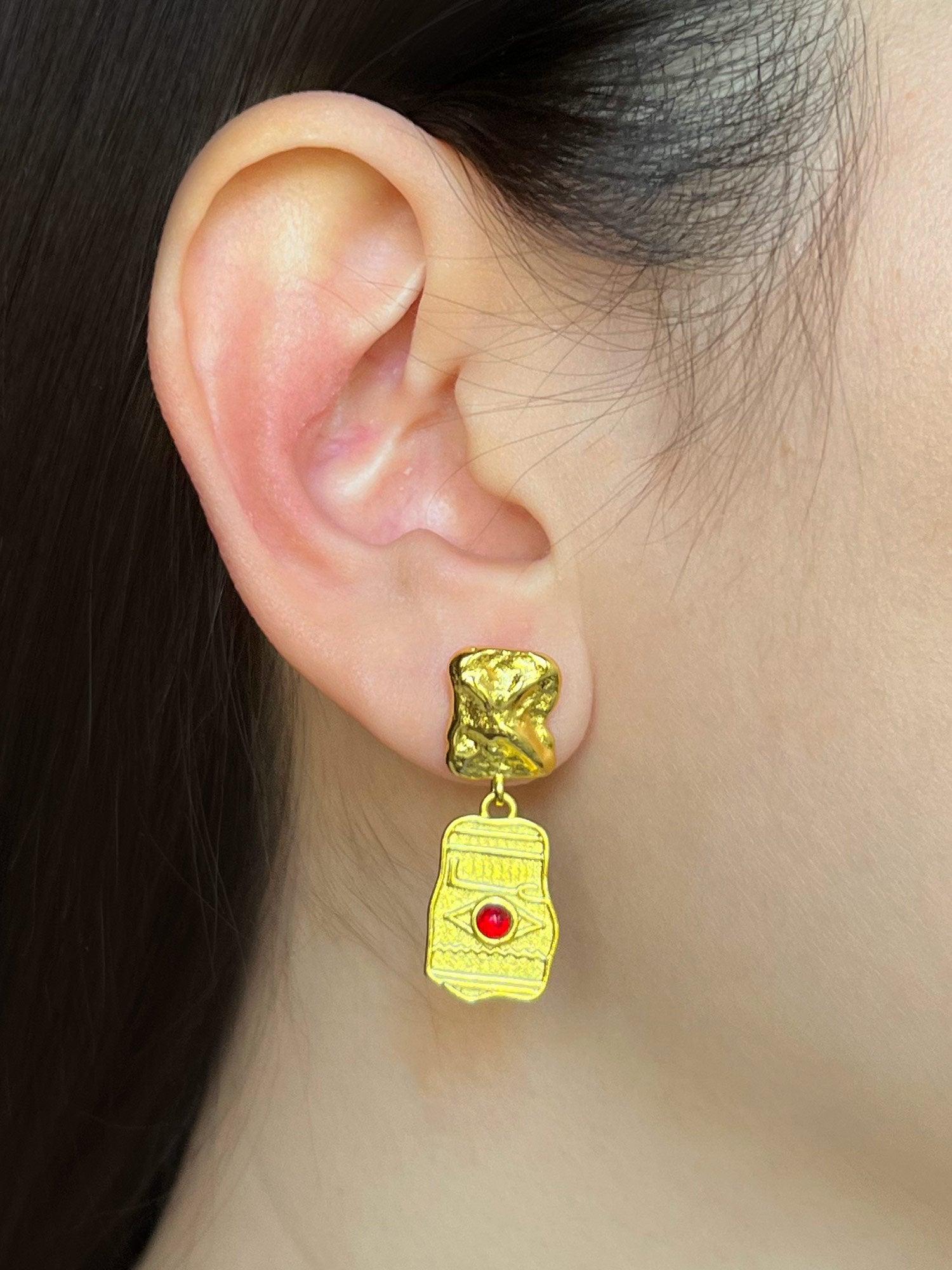 Ancient Egypt Asymmetrical Symbolic Earrings