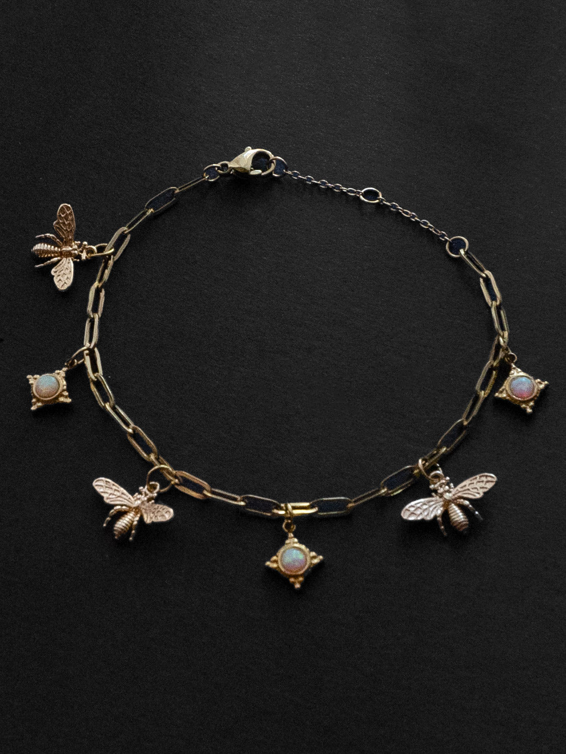 Bee & Opal Charm Bracelet - Alabaster Cream