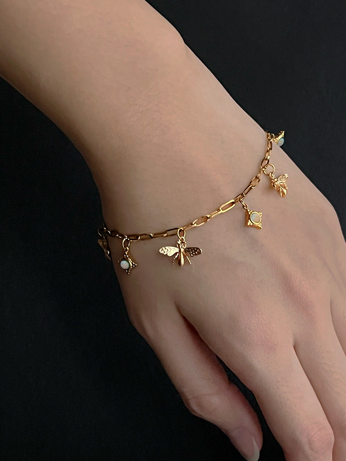 Bee   Opal Charm Bracelet   Alabaster Cream model