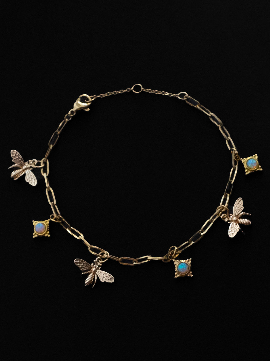 Bee & Opal Charm Bracelet - Periwinkle Blue
