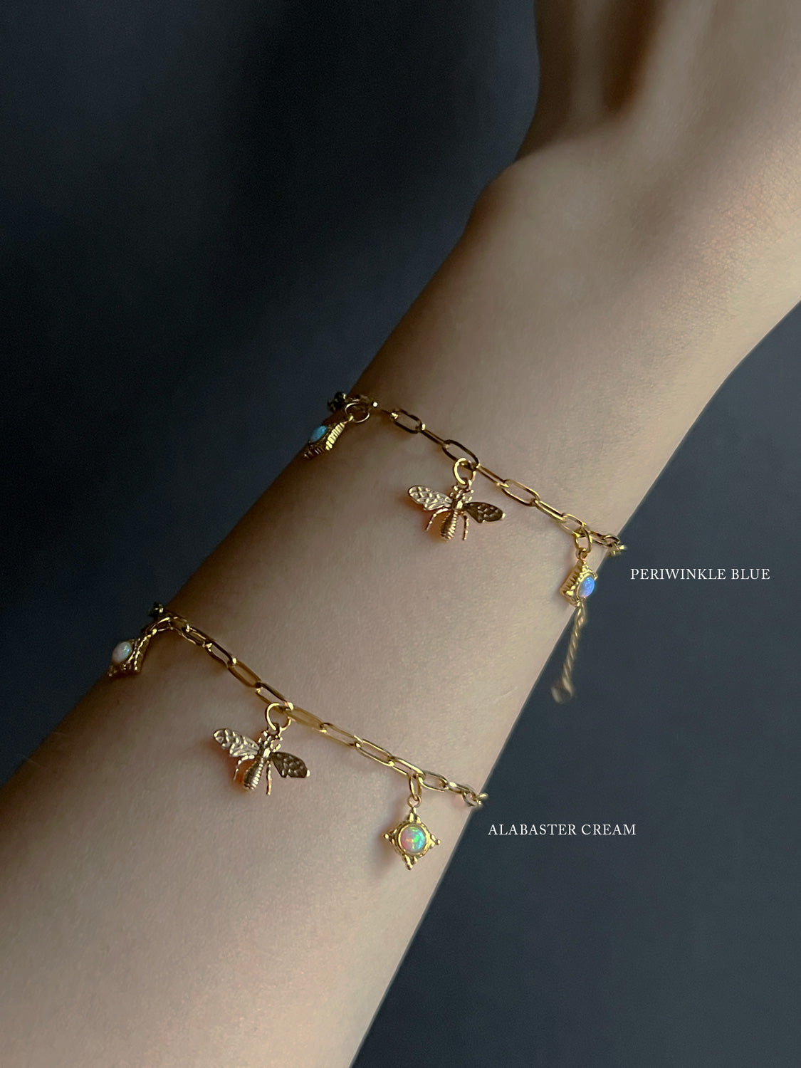 Bee & Opal Charm Bracelet - Alabaster Cream