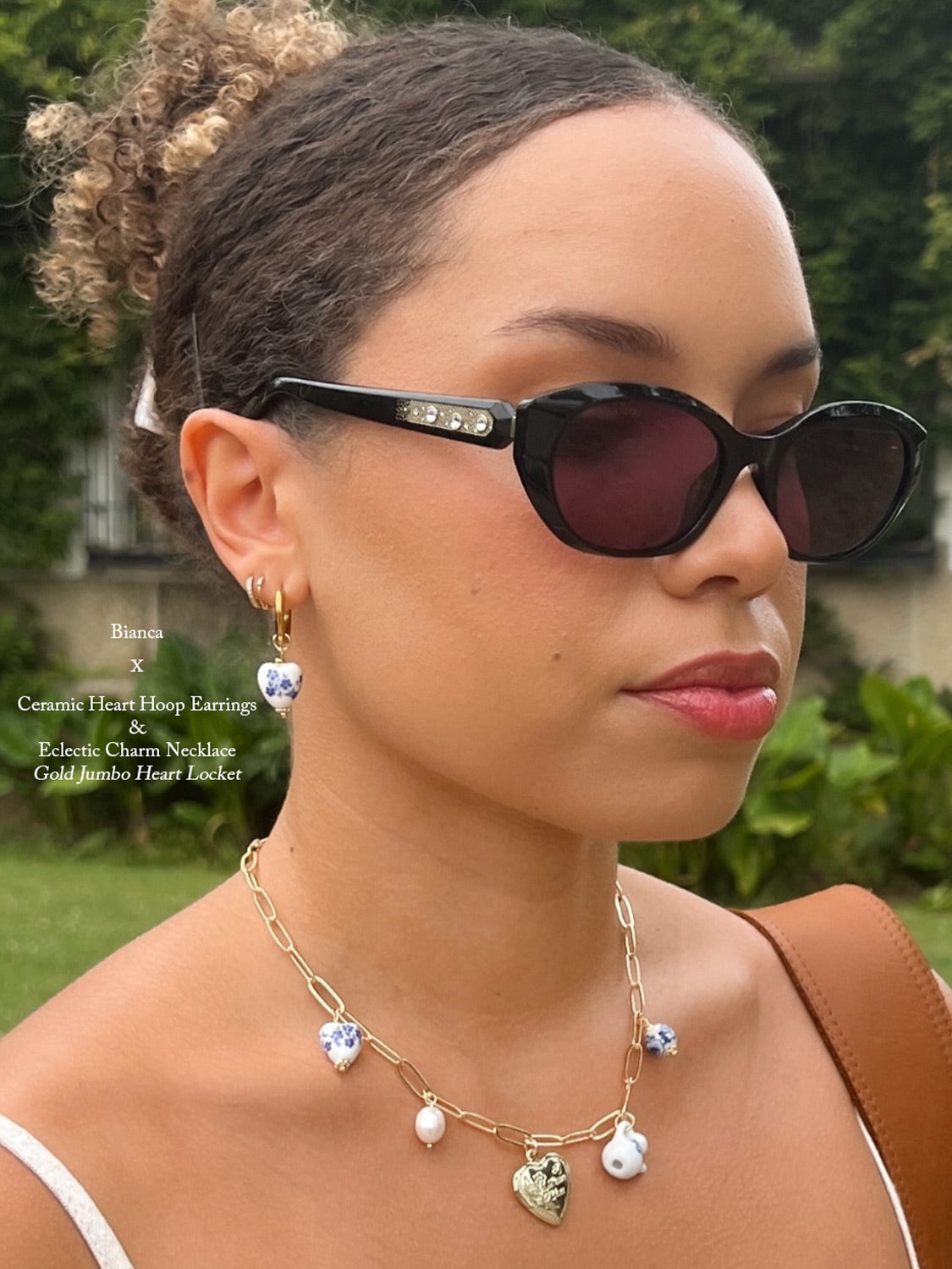 Collier de charme éclectique - Médaillon coeur géant en or