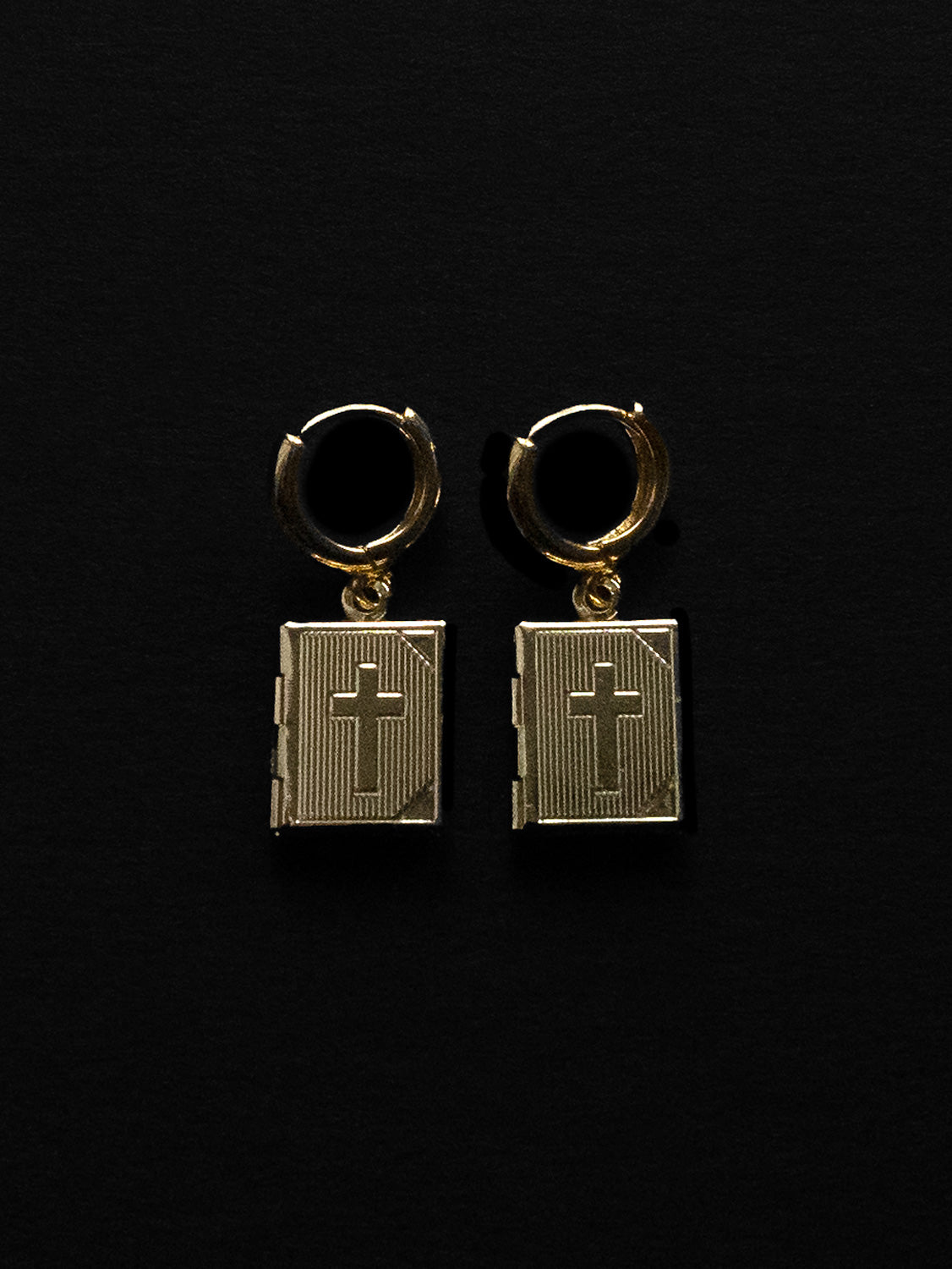 Book Locket Huggies   Gold black
