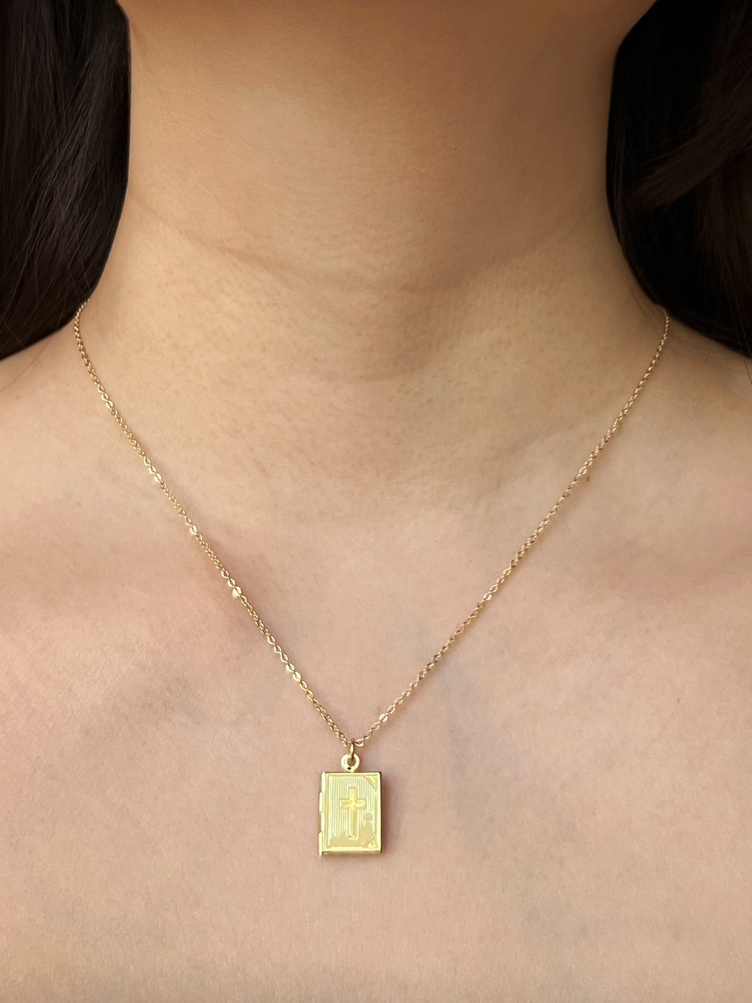 Book Locket Necklace - Gold