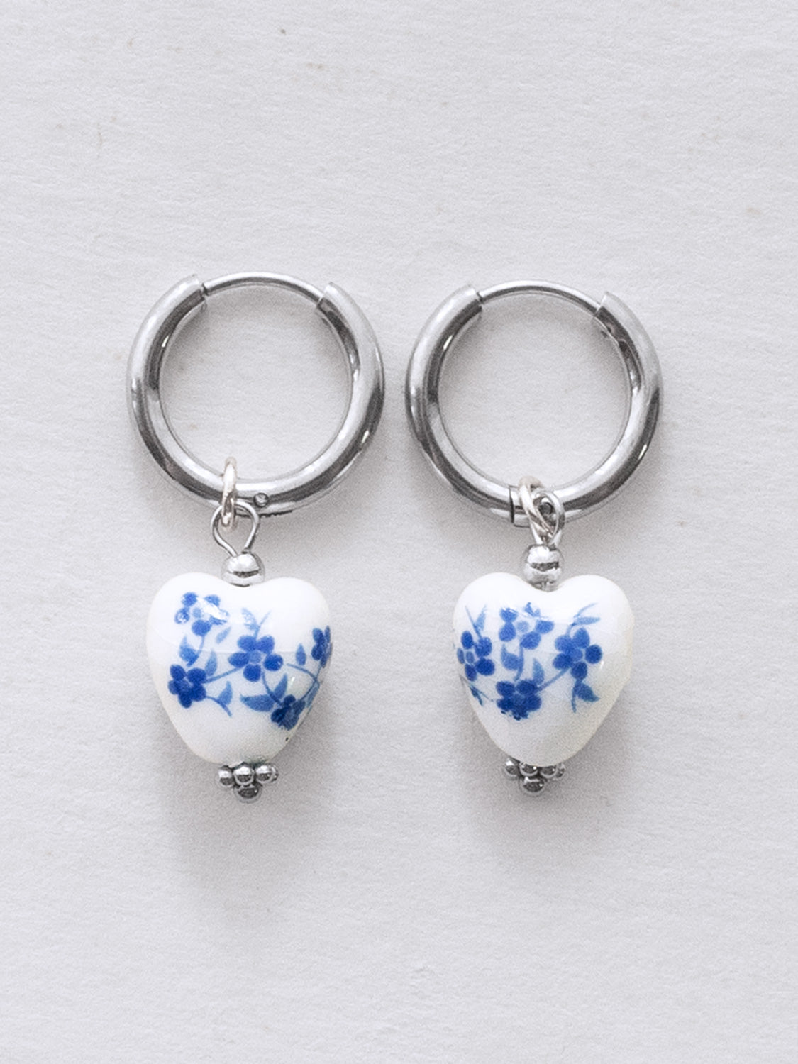 Ceramic Heart Necklace - Silver