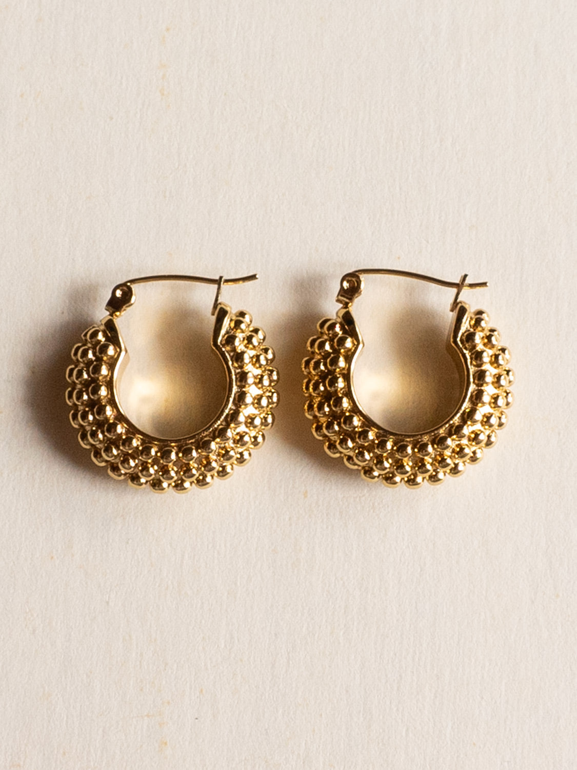 Chunky Circular-Textured Hoops - Stainless Steel, Gold