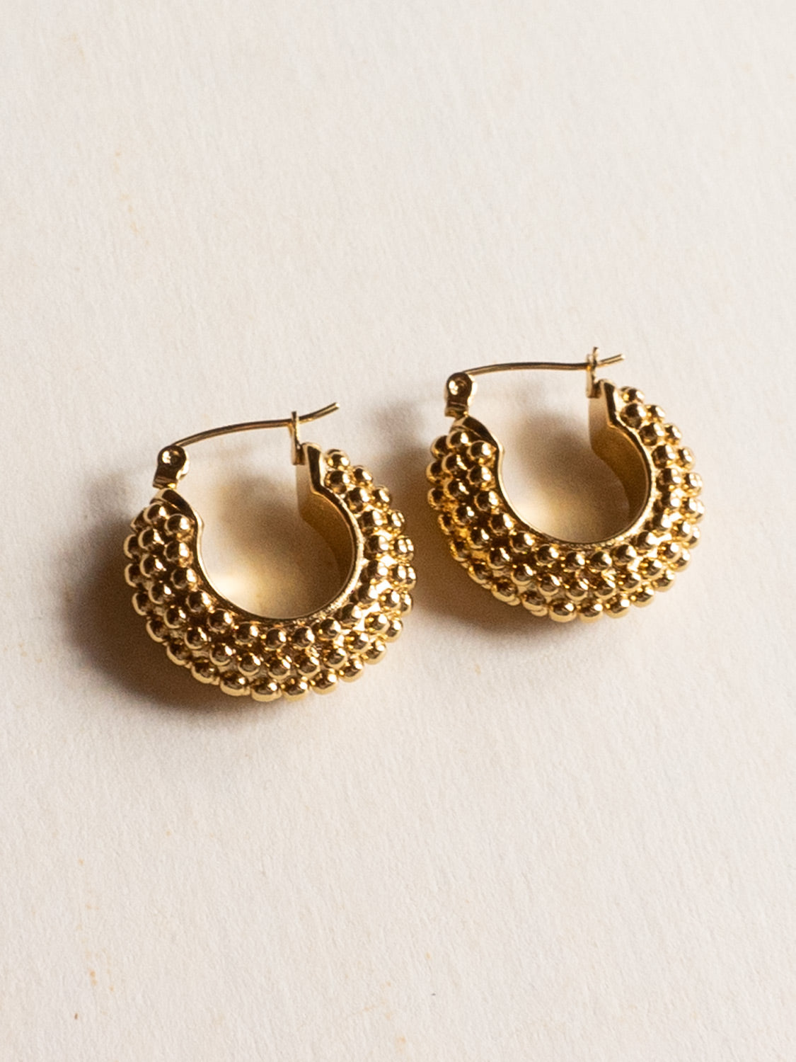 Chunky Circular-Textured Hoops - Stainless Steel, Gold
