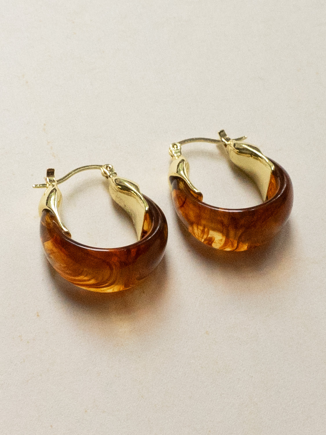 Chunky Cradle Hoops - Brown