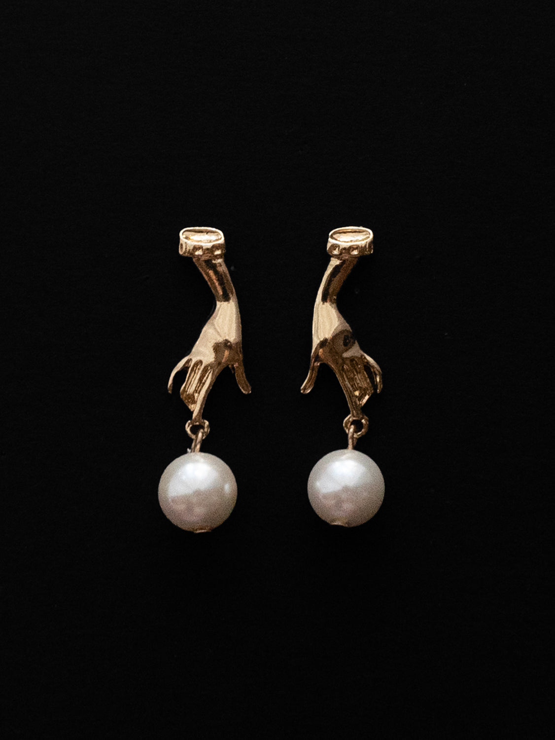 Dangling Pearl Hand Earrings