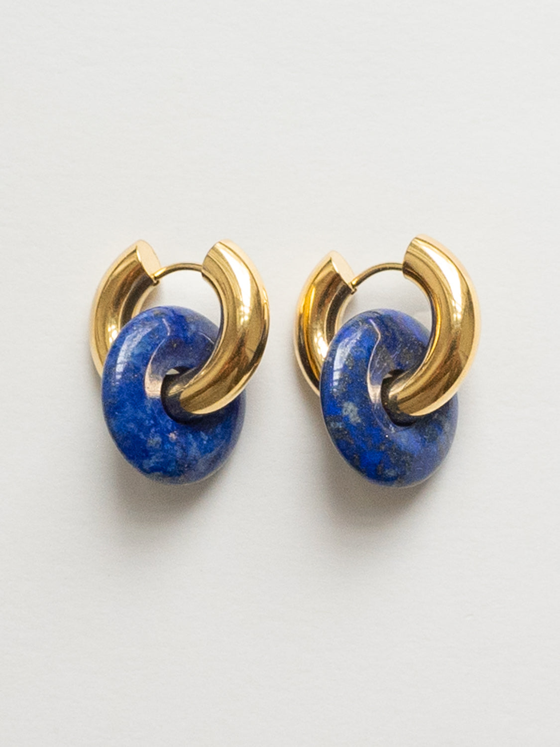 Donut Hoops, Silver - Lapis Lazuli