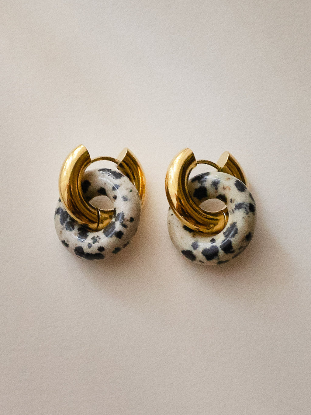 Donut Hoops, Silver - Polka Dot Stone