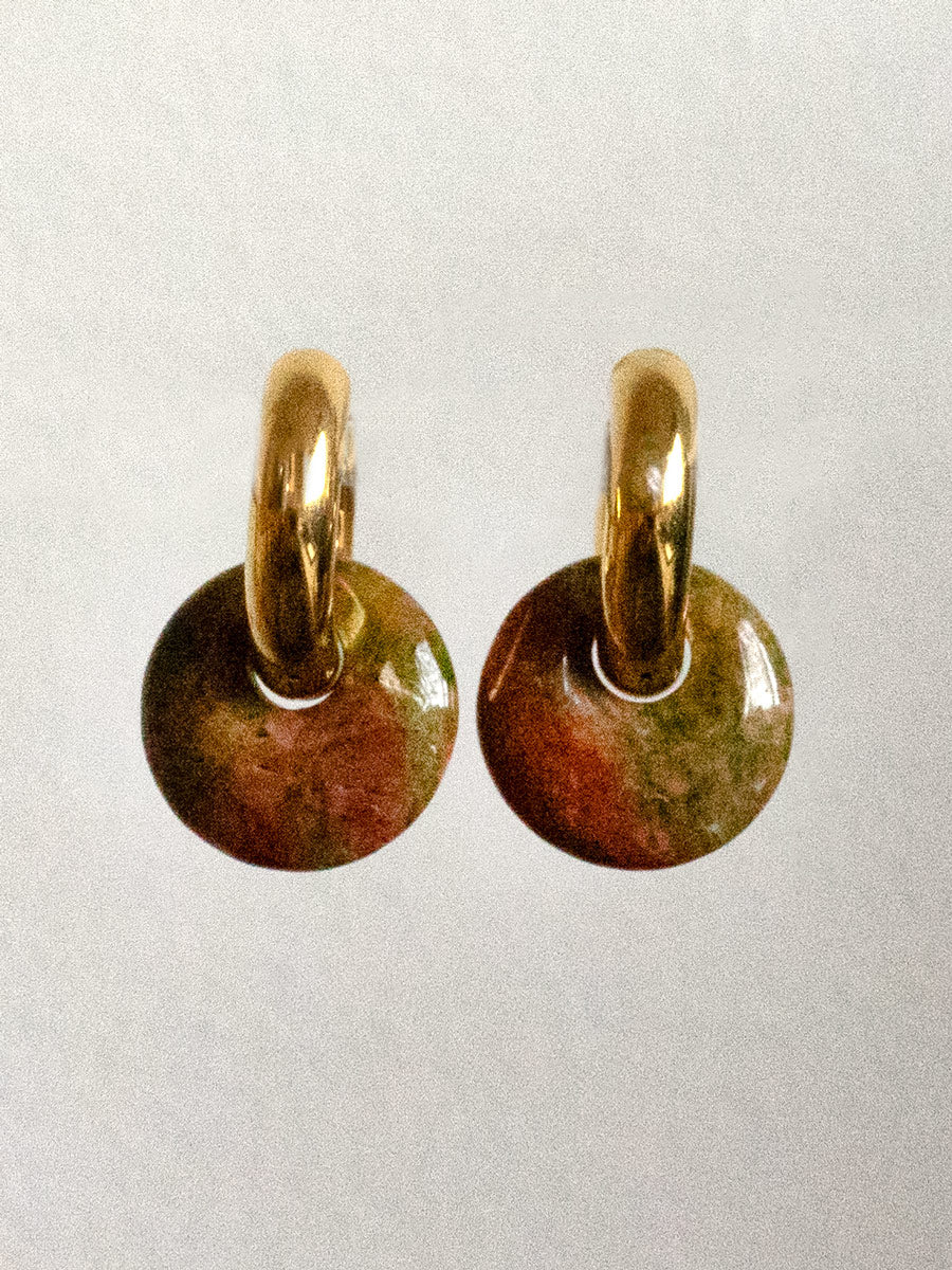 Donut Hoops, Silver V2 - Unakite