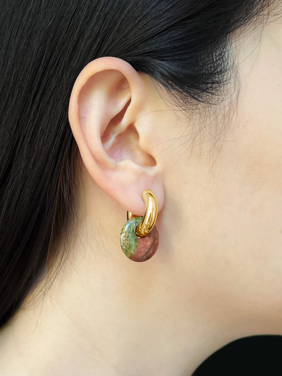 Donut Hoops, Silver V2 - Unakite