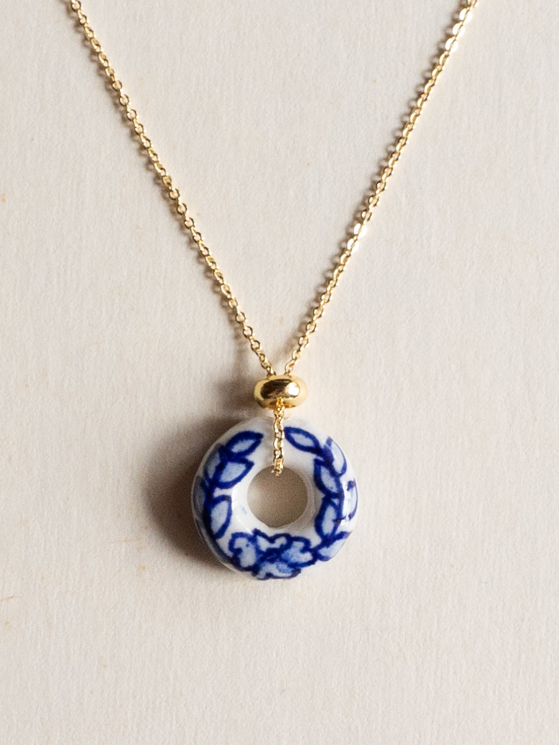 Donut Stone Necklace, Gold - Ceramic