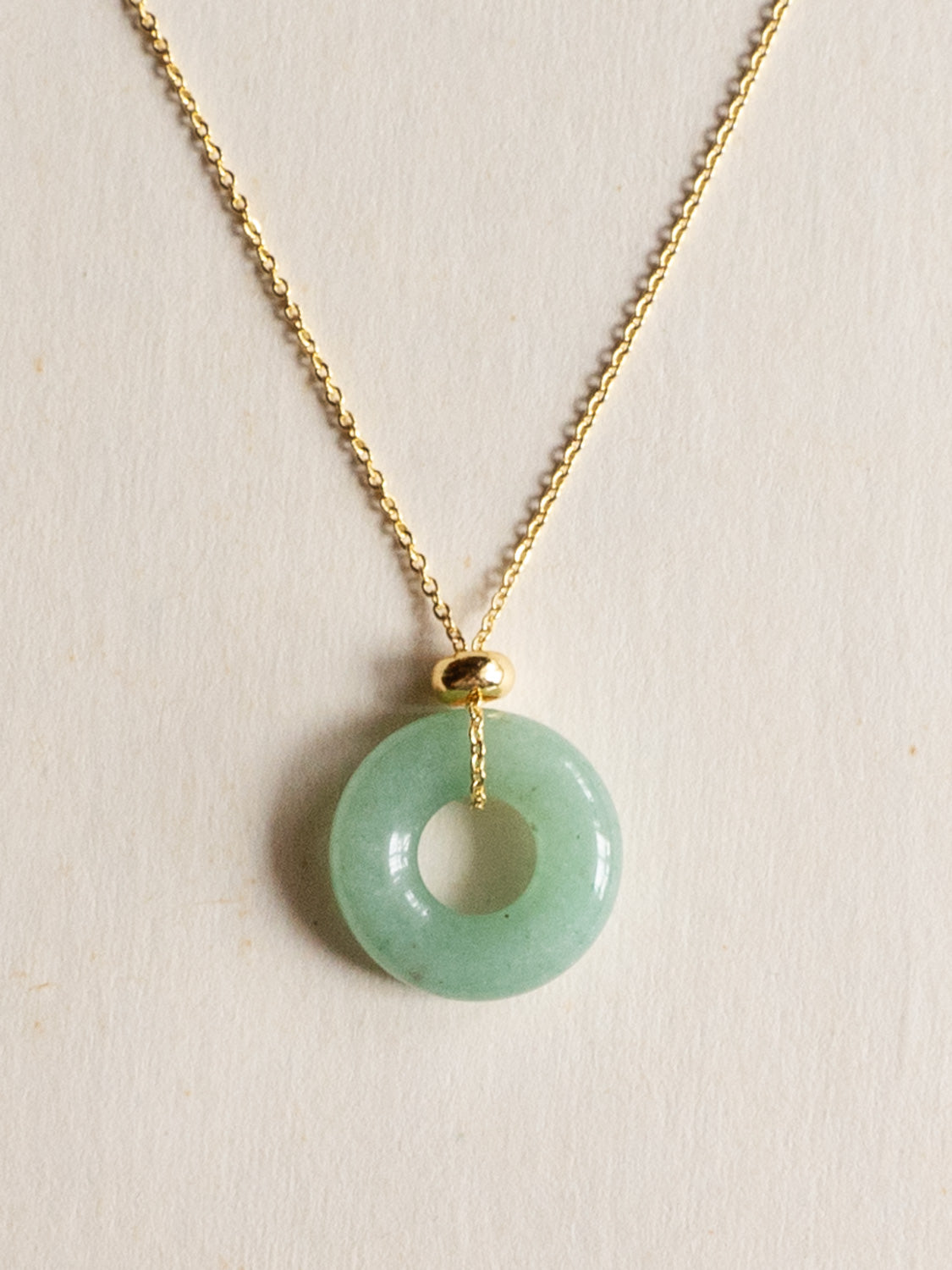 Donut Stone Necklace  Gold   Green Aventurine1