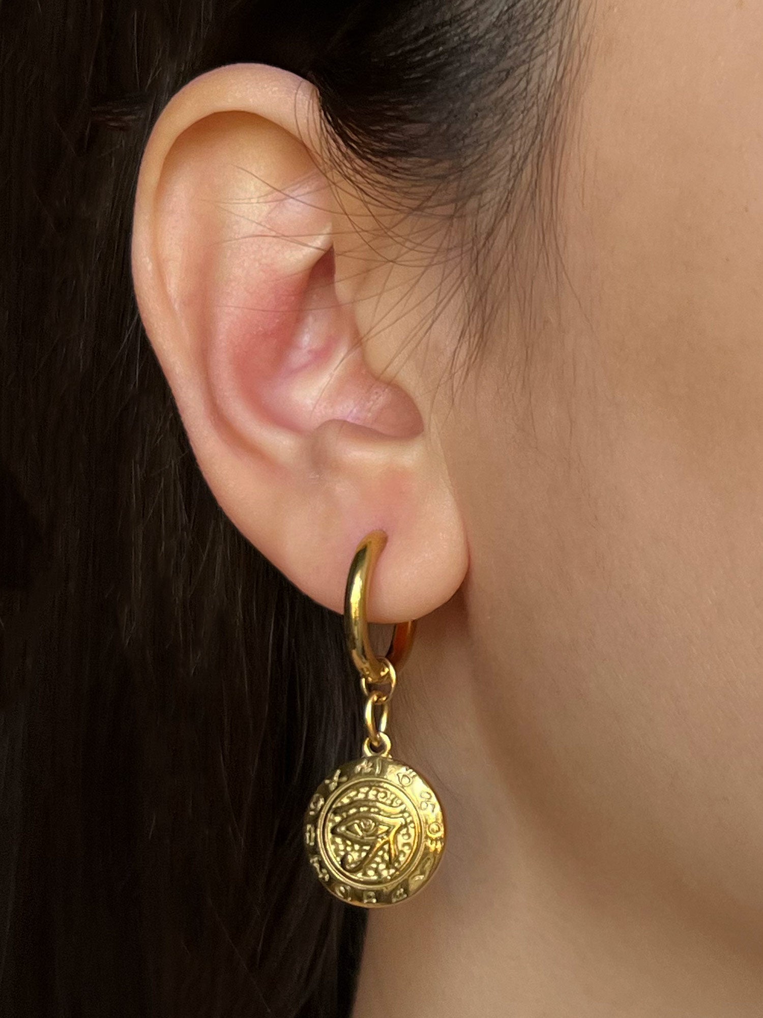 Eye of Horus Hoops - Gold