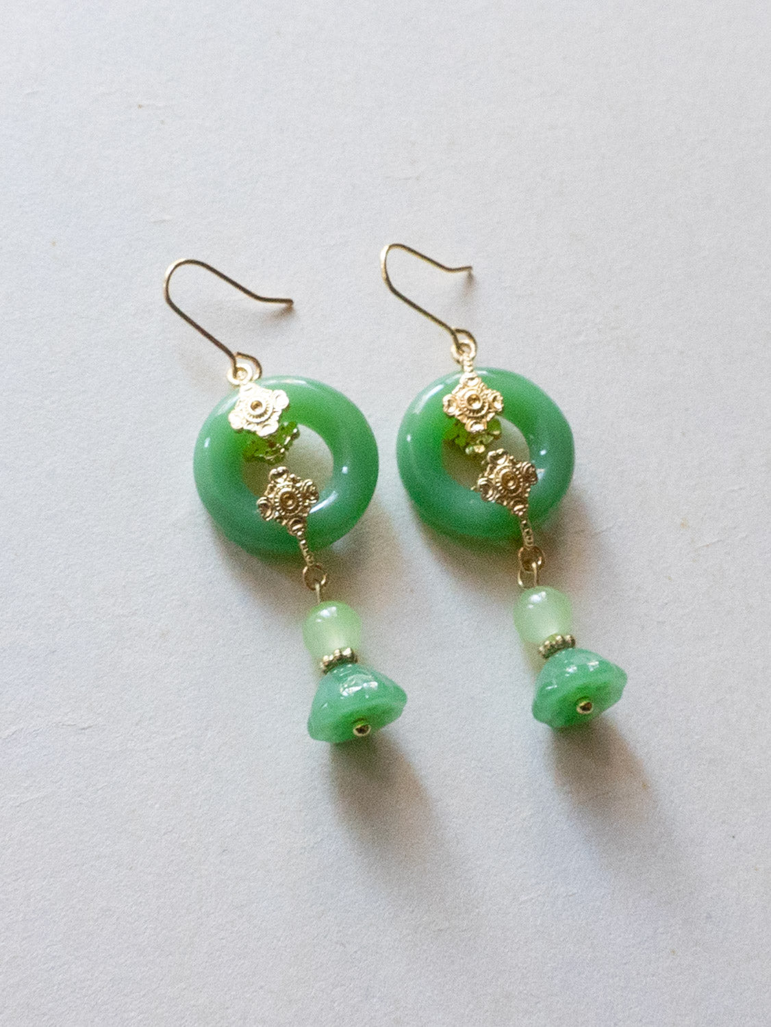 Fortune Green Jade Earrings