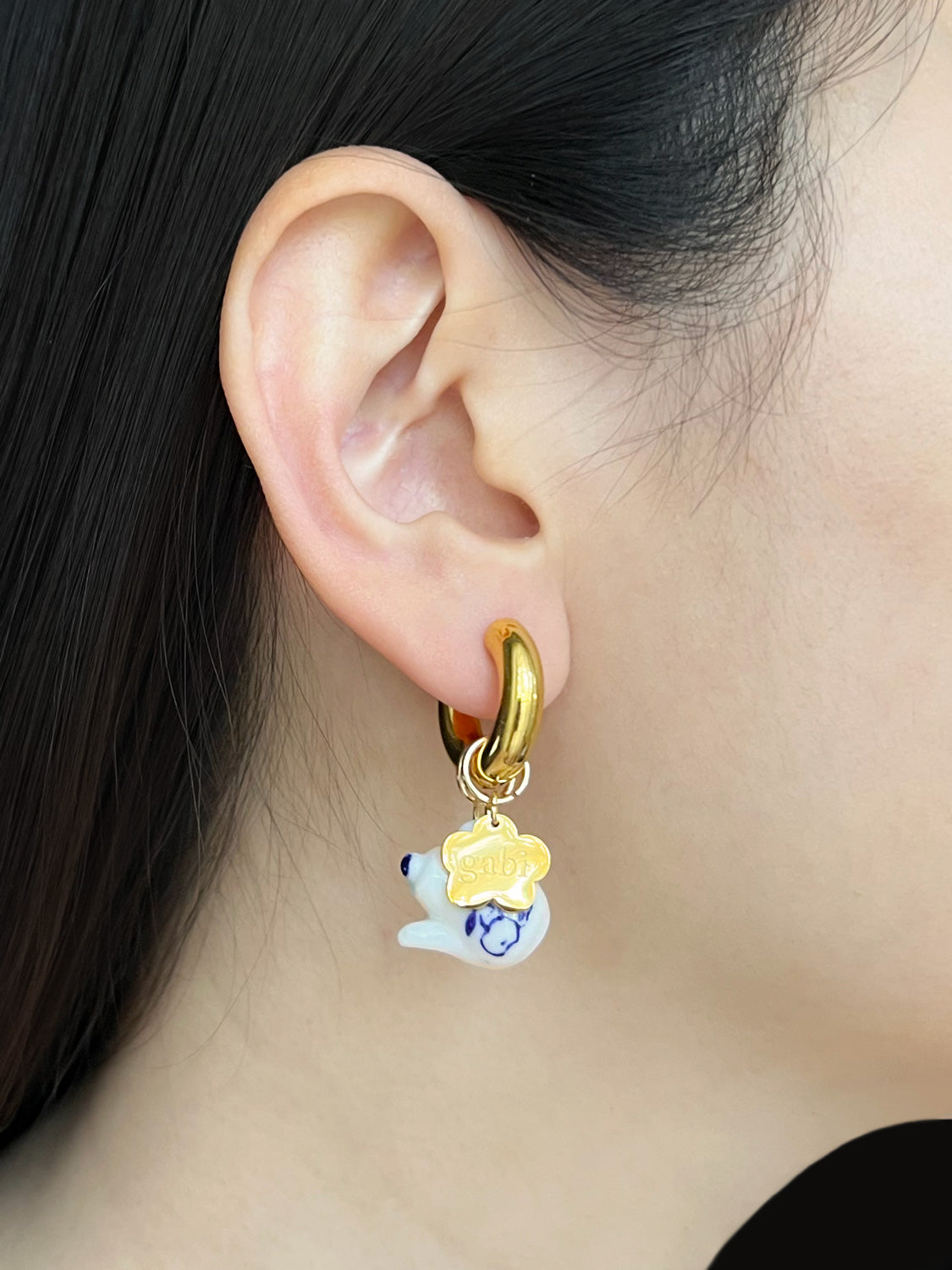 Gold Chunky Hoops - Ceramic Teapot, Gabi Flower