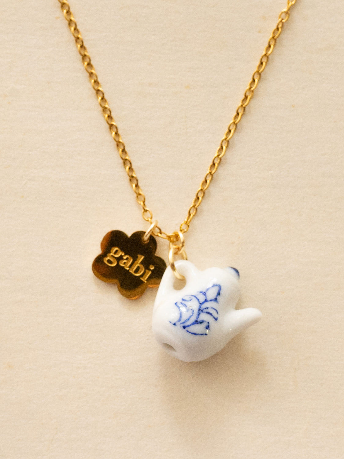Gold Chunky Hoops - Ceramic Teapot, Gabi Flower