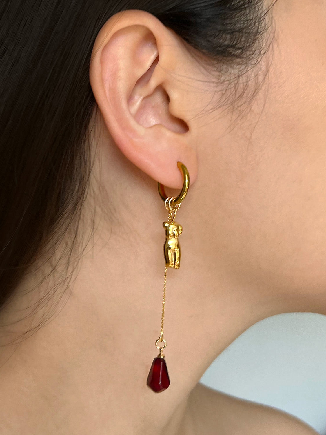 Gold Hoops - Female Form, Pomegranate