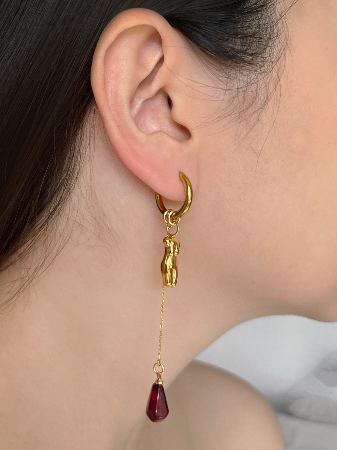 Gold Hoops - Female Form, Pomegranate