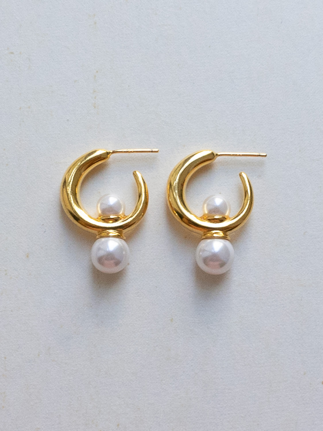 Gold Hoops with Pearls