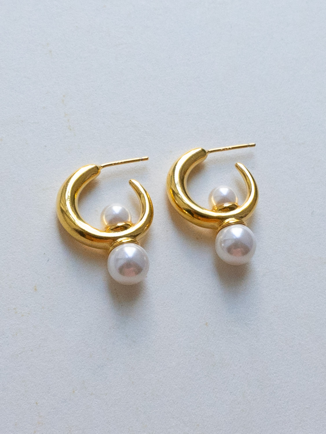 Gold Hoops with Pearls