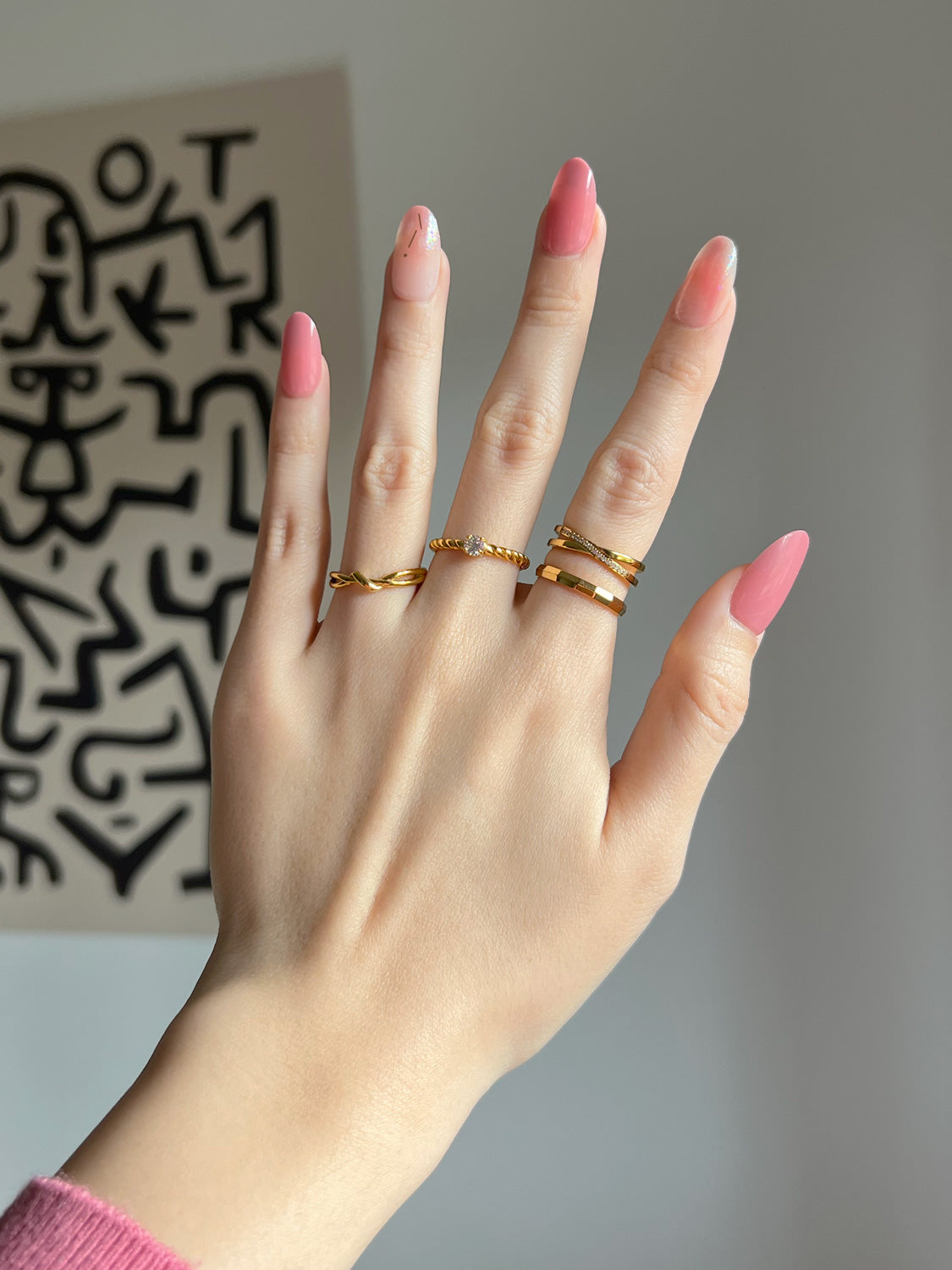 Smooth Hammered Ring, Stainless Steel - Gold