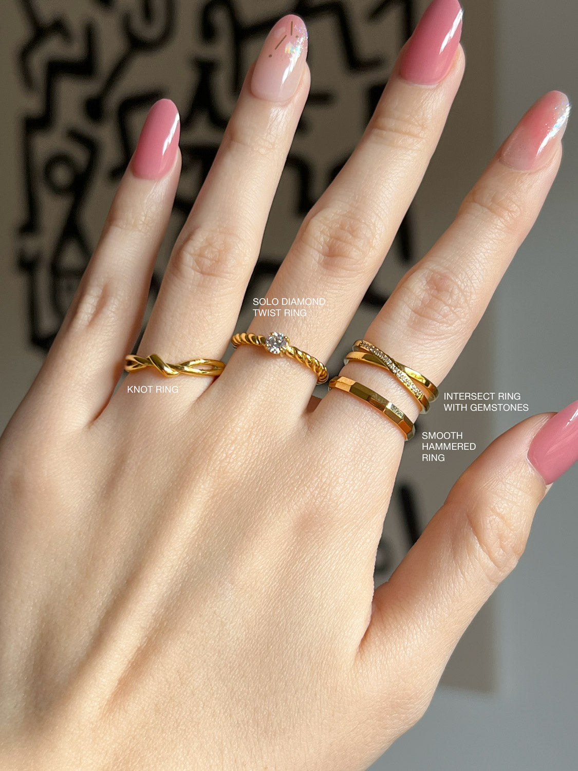 Smooth Hammered Ring, Stainless Steel - Gold