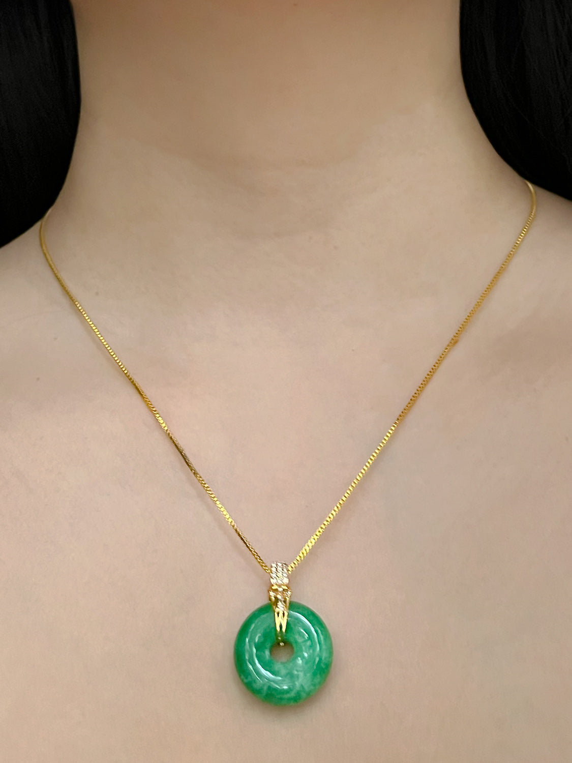 Green Jade Donut Necklace