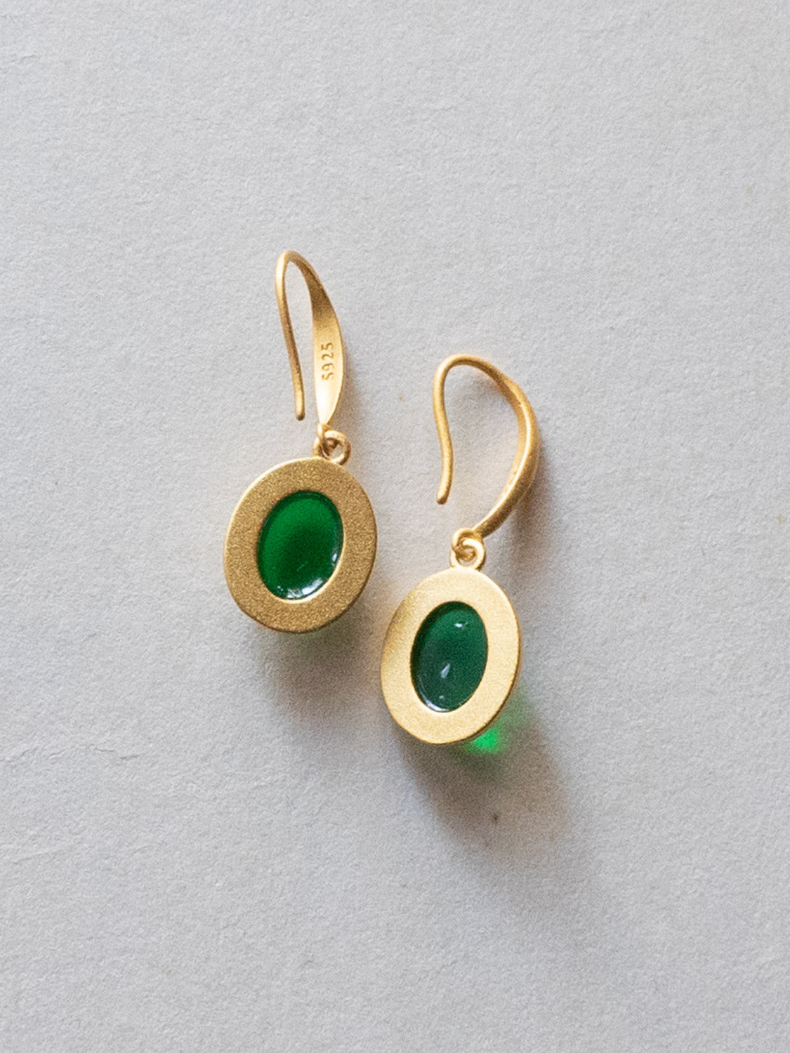 Green Jade Oval Pendant Earrings