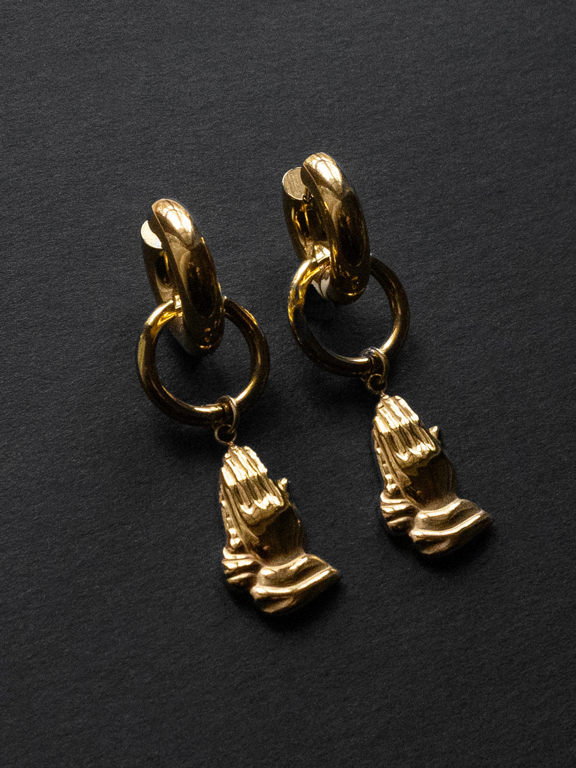 Hands in Prayer Chunky Gold Hoops