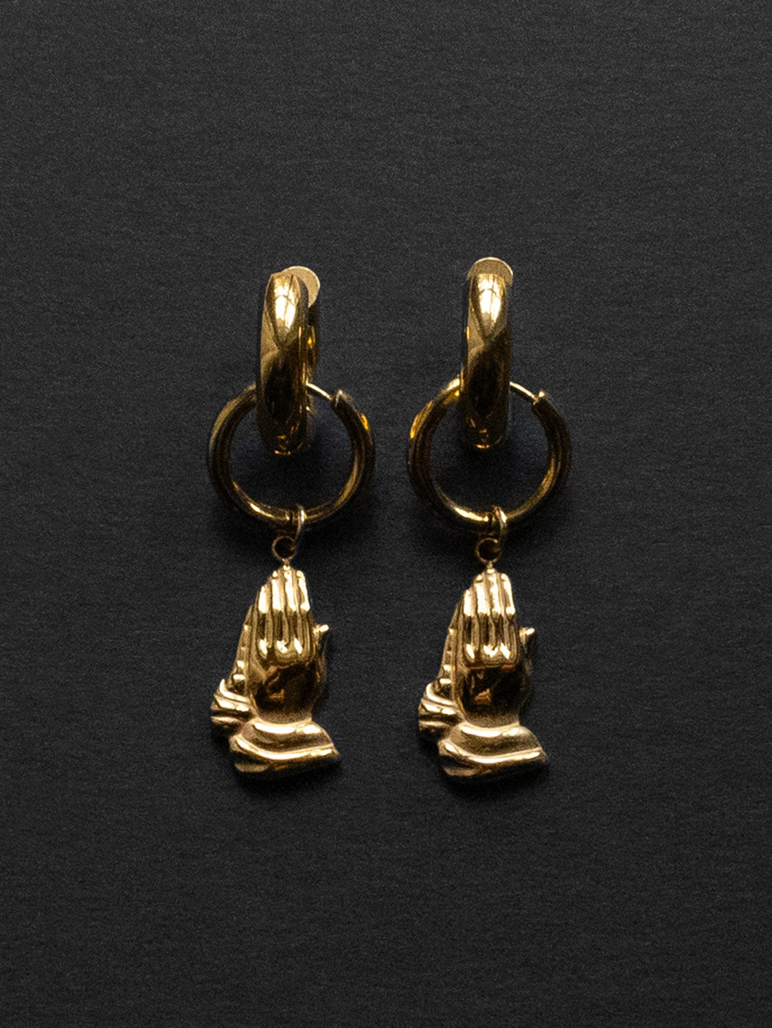 Hands in Prayer Chunky Gold Hoops