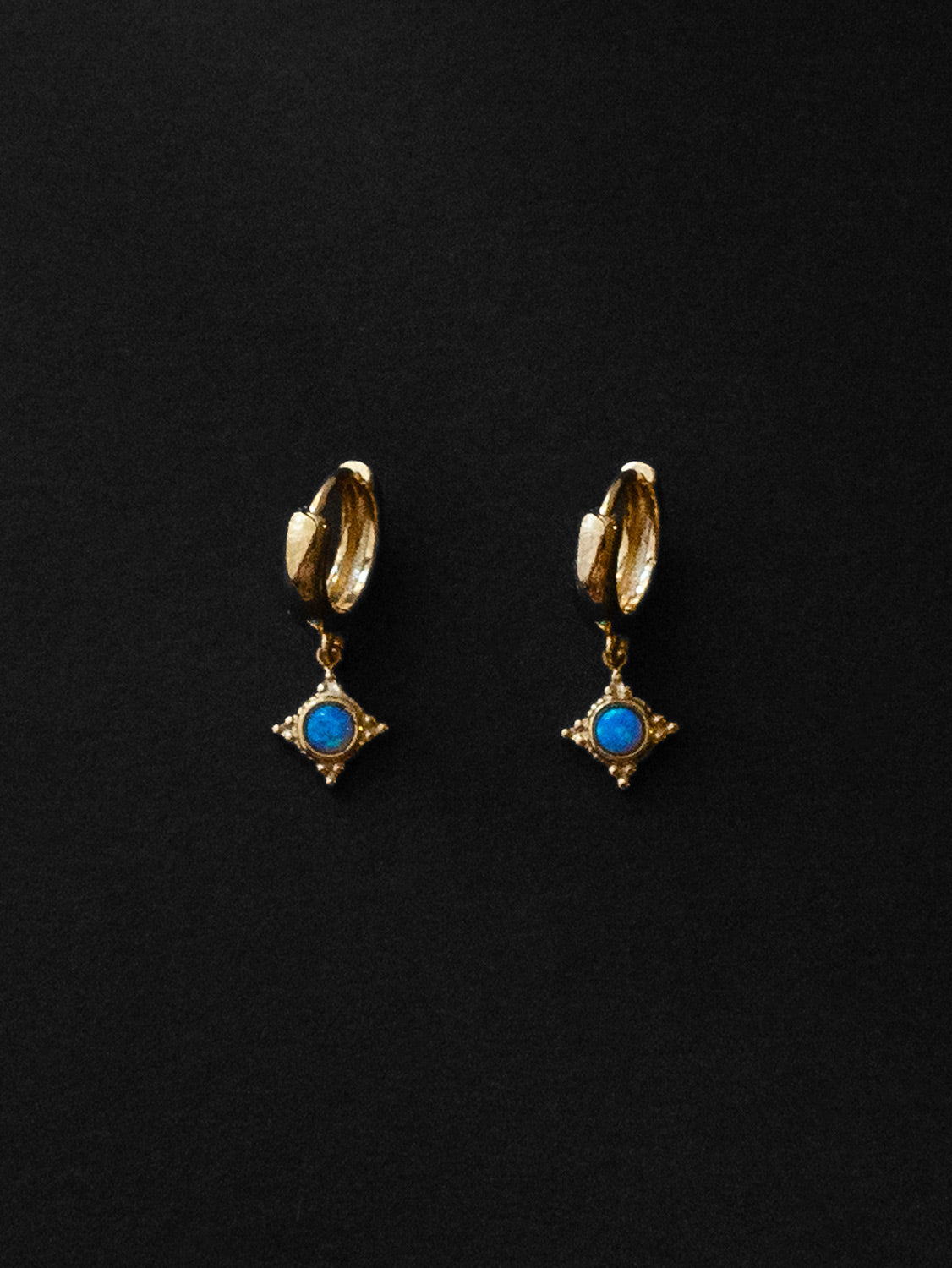 Opal Pendant Huggies   Cerulean Blue
