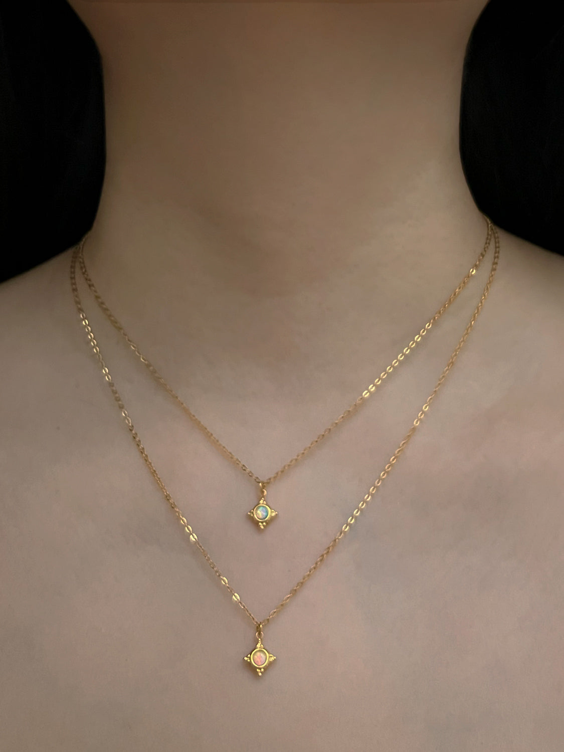 Opal Pendant Huggies - Alabaster Cream