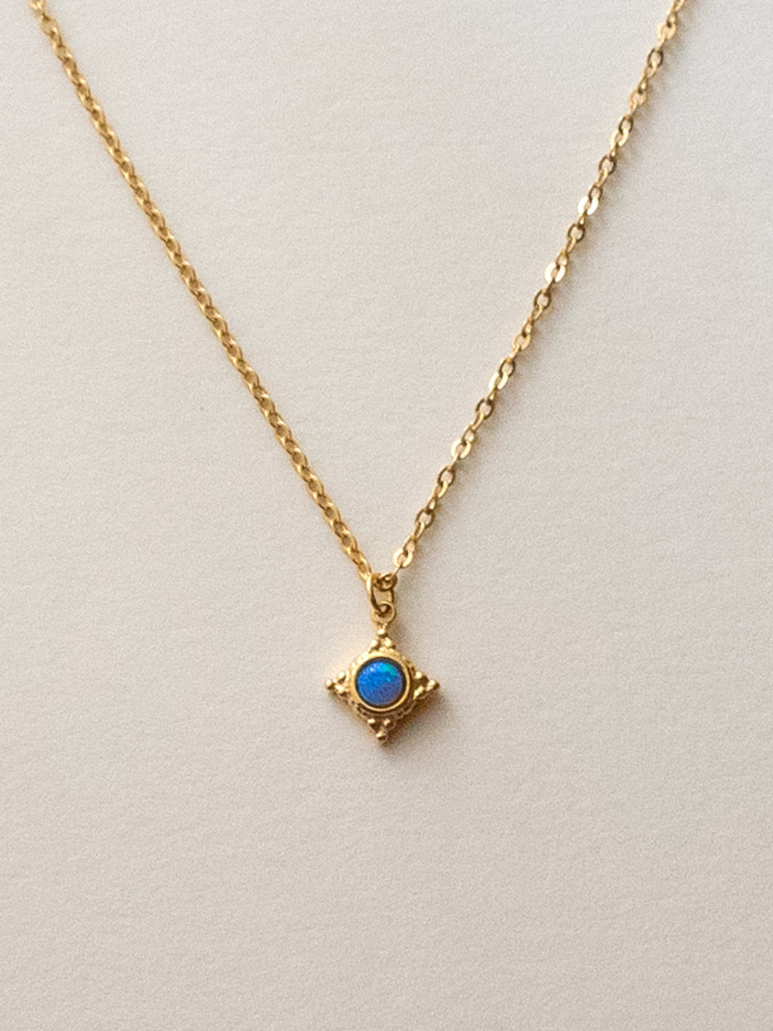 Opal Pendant Huggies - Cerulean Blue