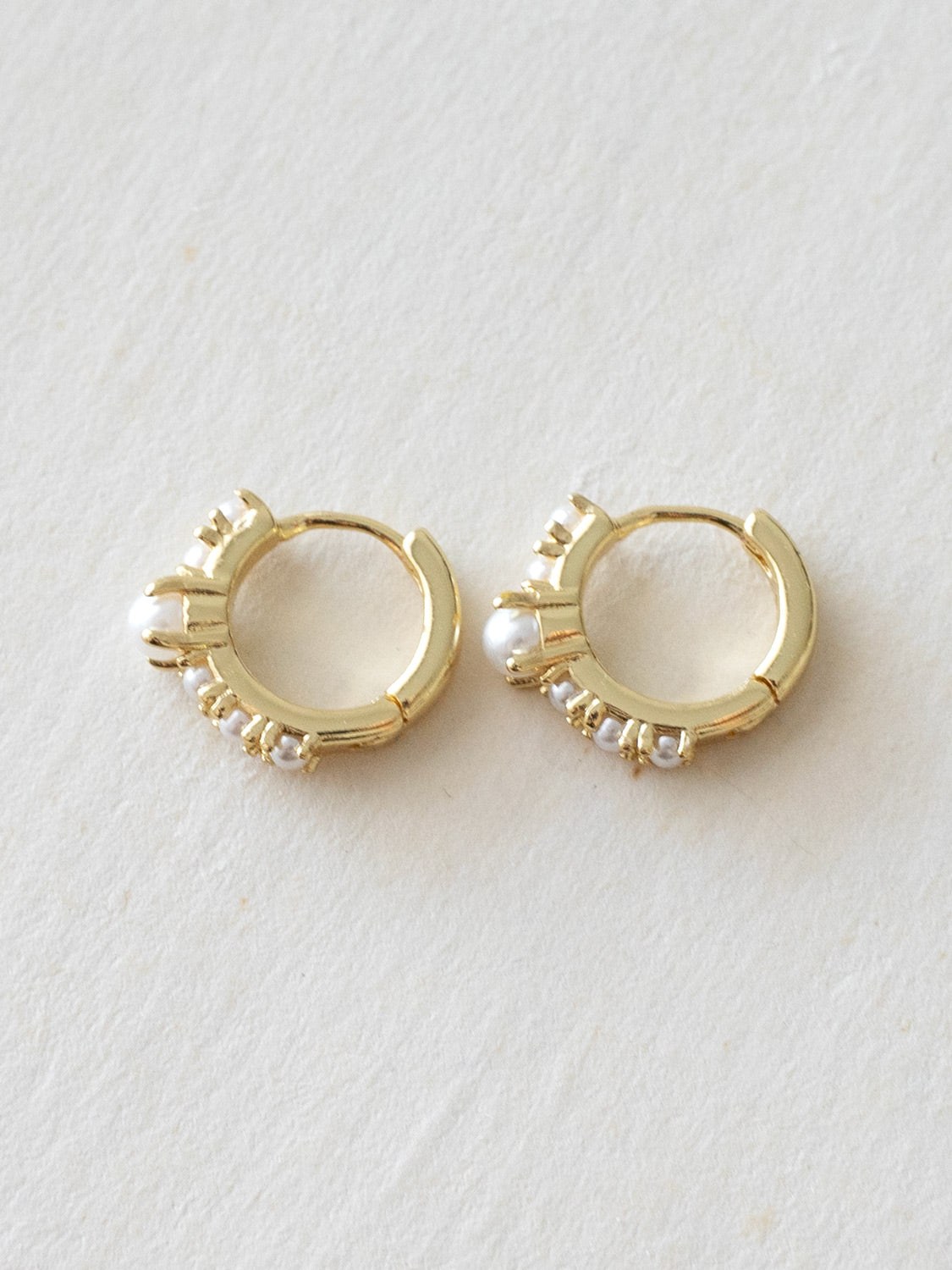 Pearl Encrusted Huggies  S925  Gold2