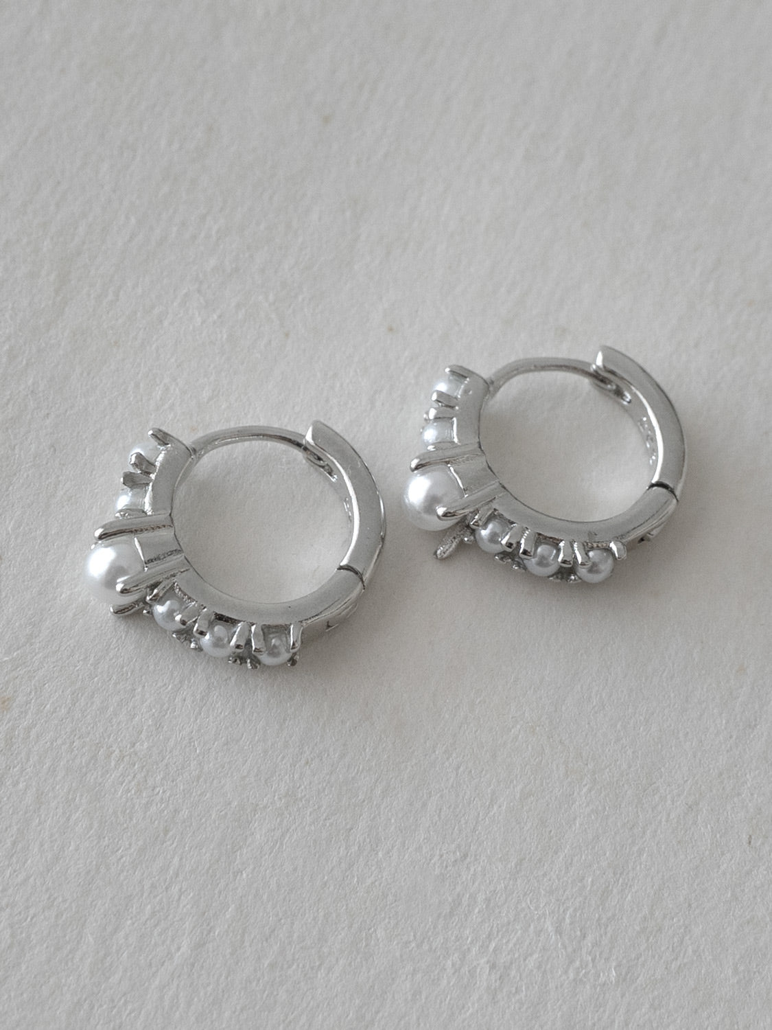 Pearl Encrusted Huggies  S925  Silver1