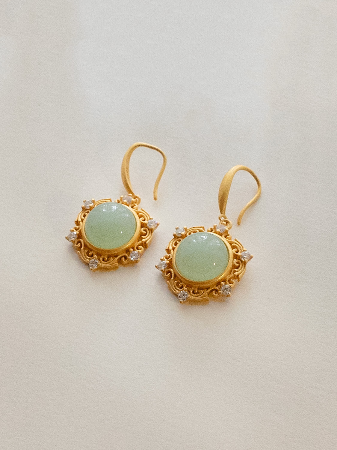 Pentagonal Jade Pendant Earrings