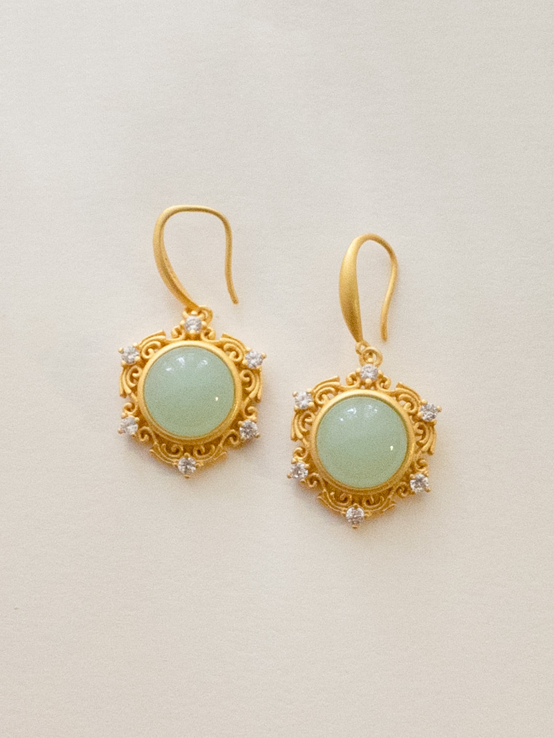 Pentagonal Jade Pendant Earrings