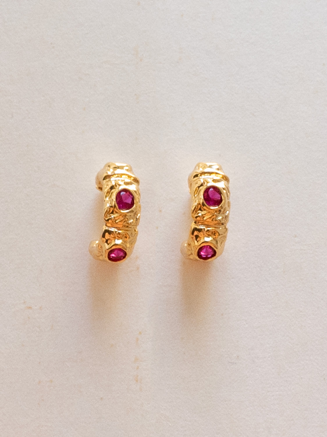 Petite Baroque Gem encrusted Hoops   Ruby Red3