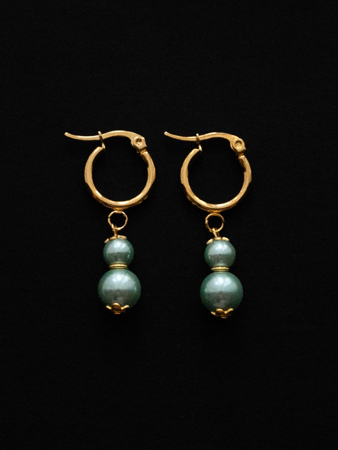 Regal Pearl Hoops - Mint Green