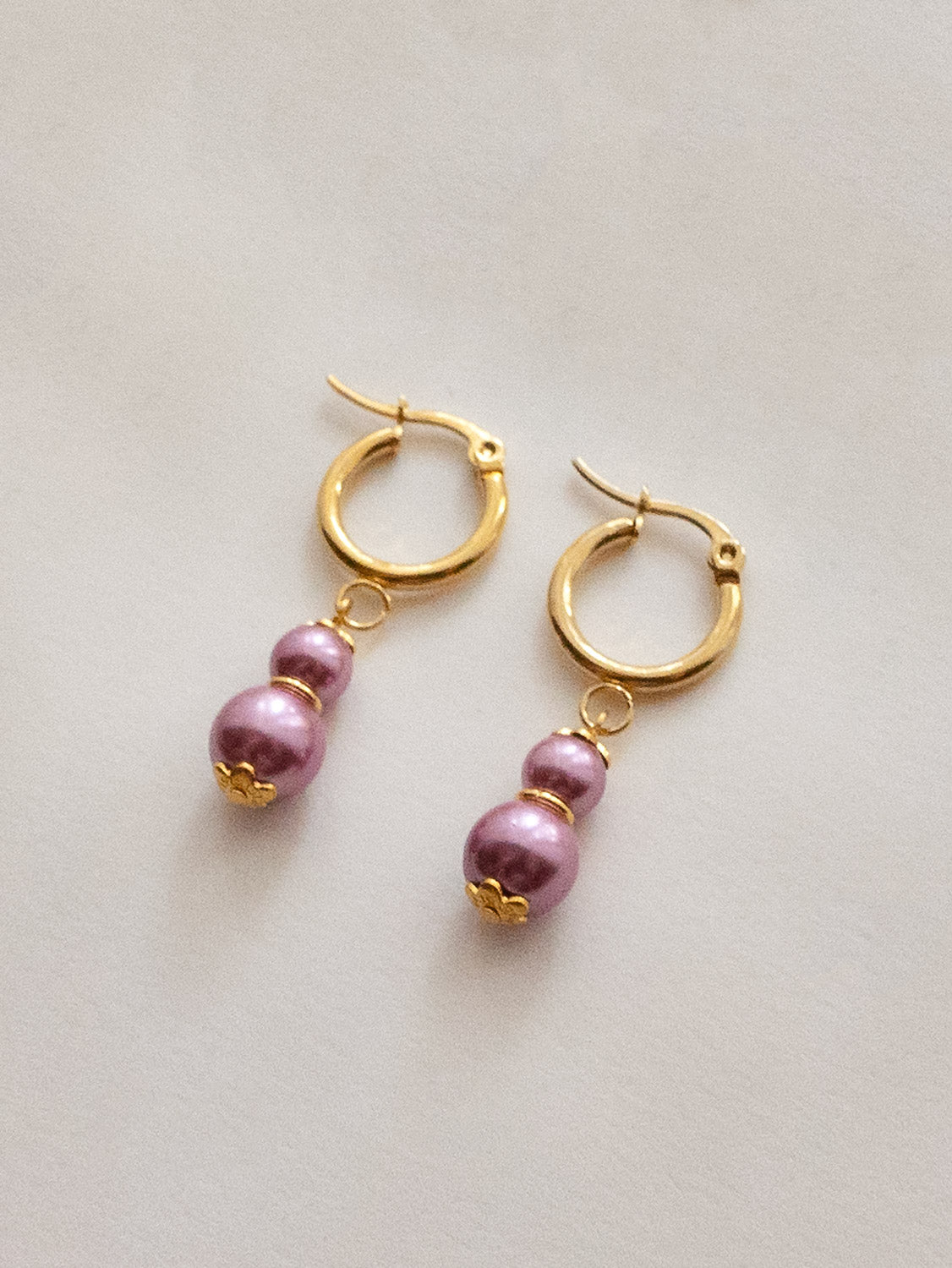 Regal Pearl Hoops - Orchid Pink