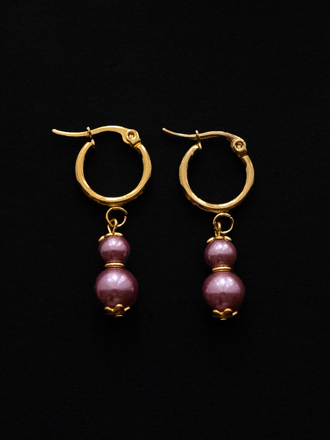 Regal Pearl Hoops - Orchid Pink
