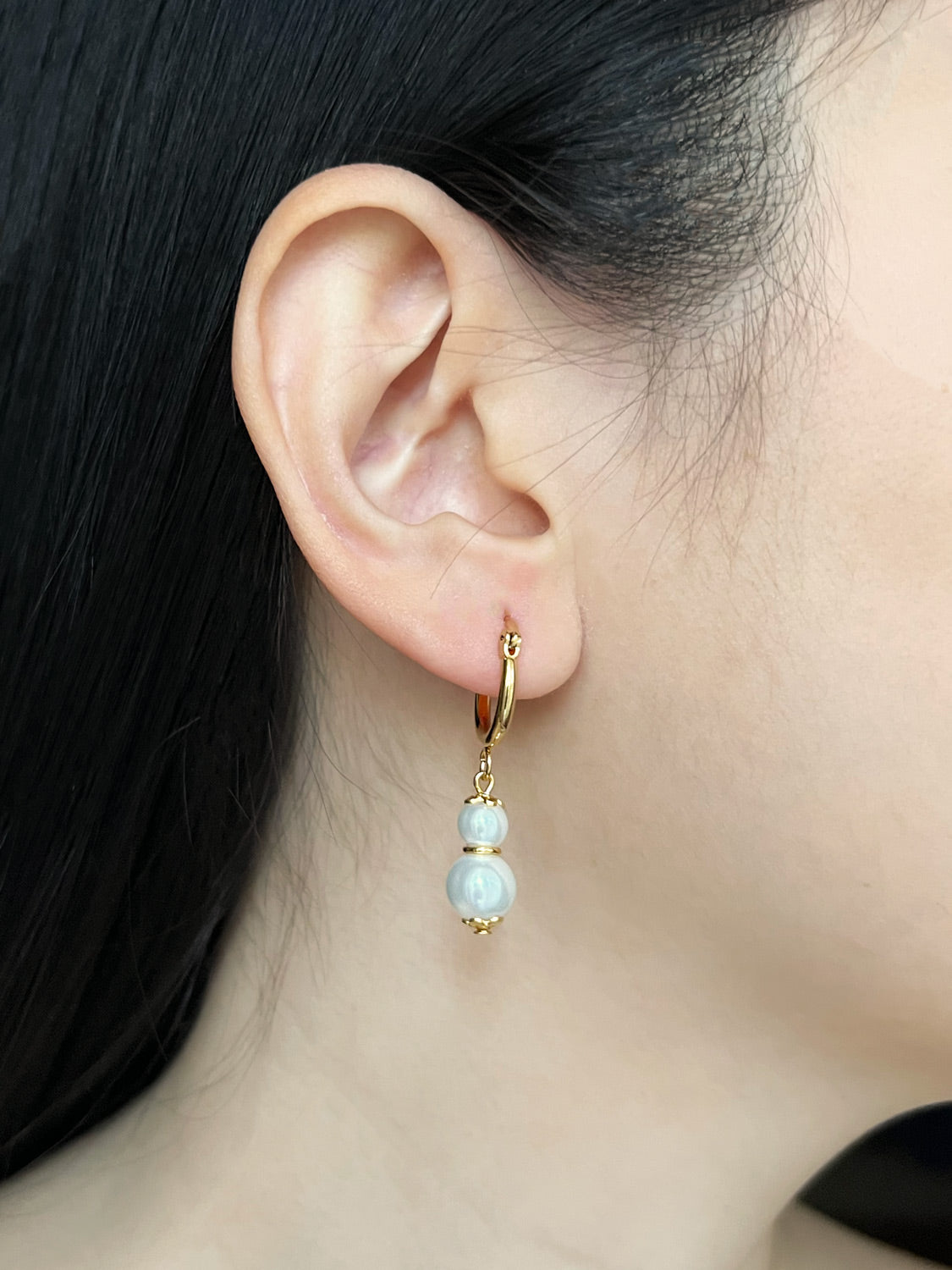 Regal Pearl Hoops - Pearl White