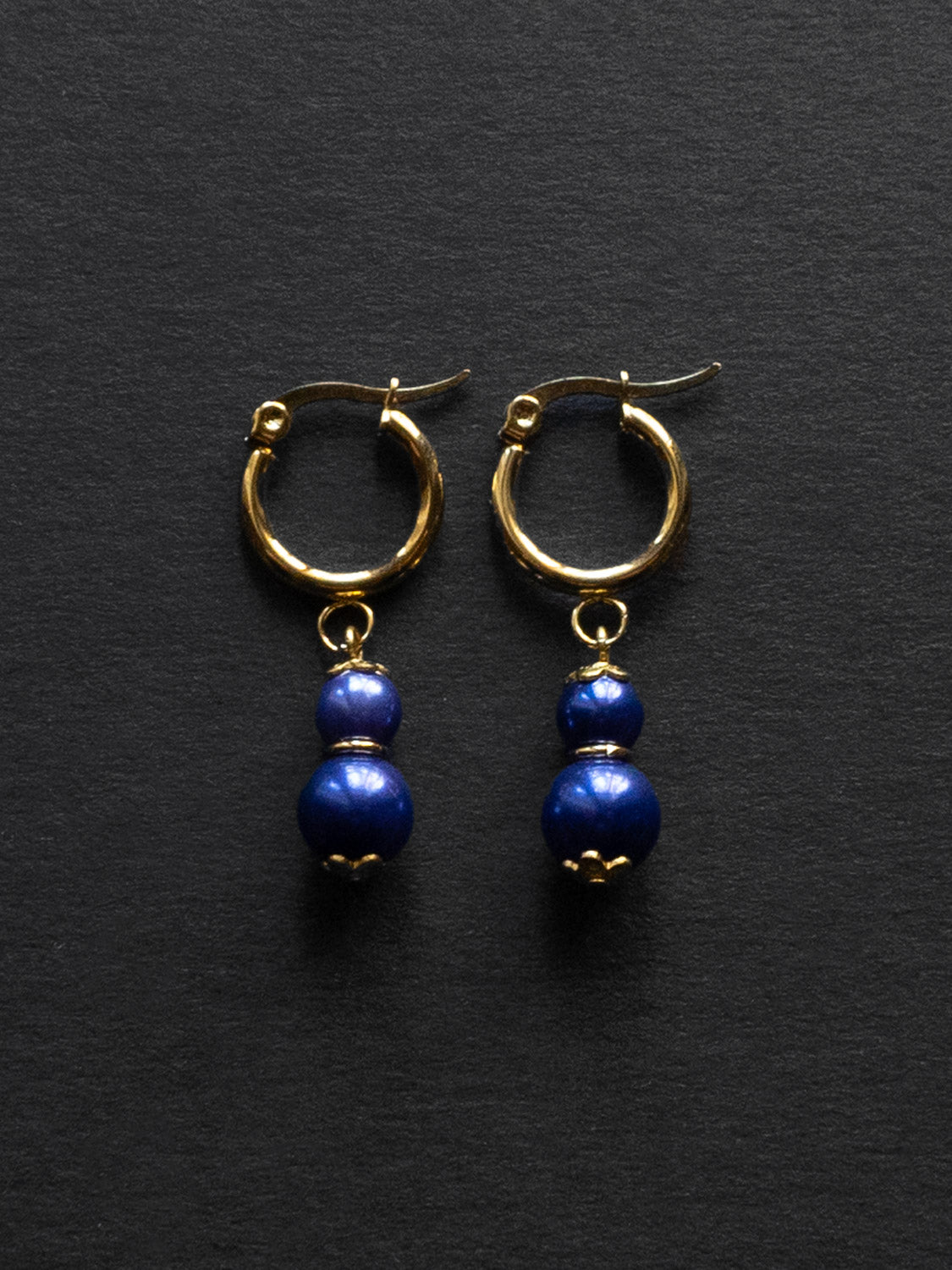 Regal Pearl Hoops - Violet Blue