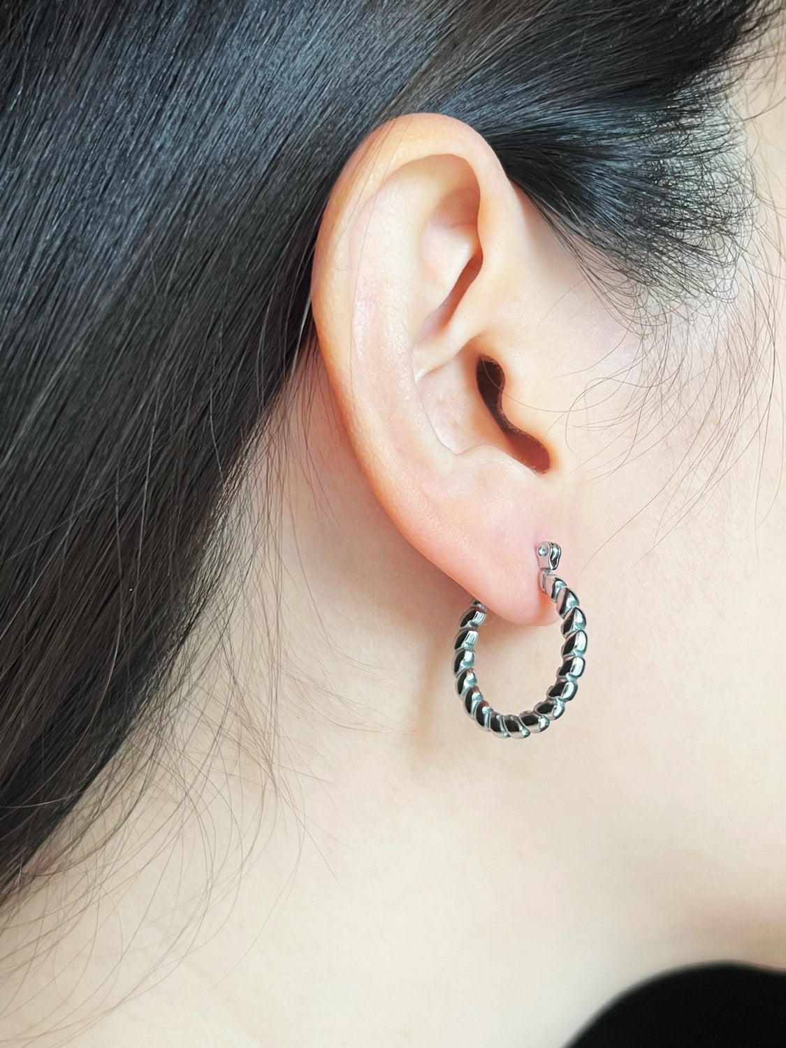 Rope Twist Hoops   Stainless Steel  Silver mmodel