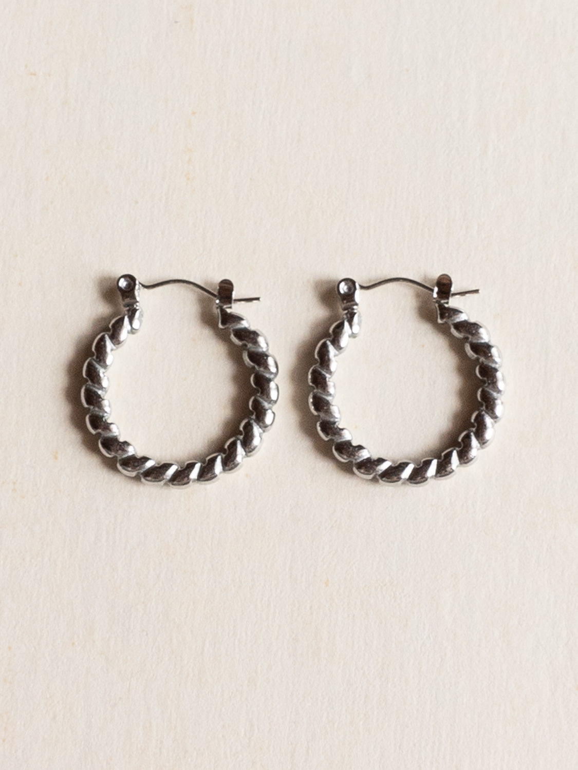Rope Twist Hoops   Stainless Steel  Silver2